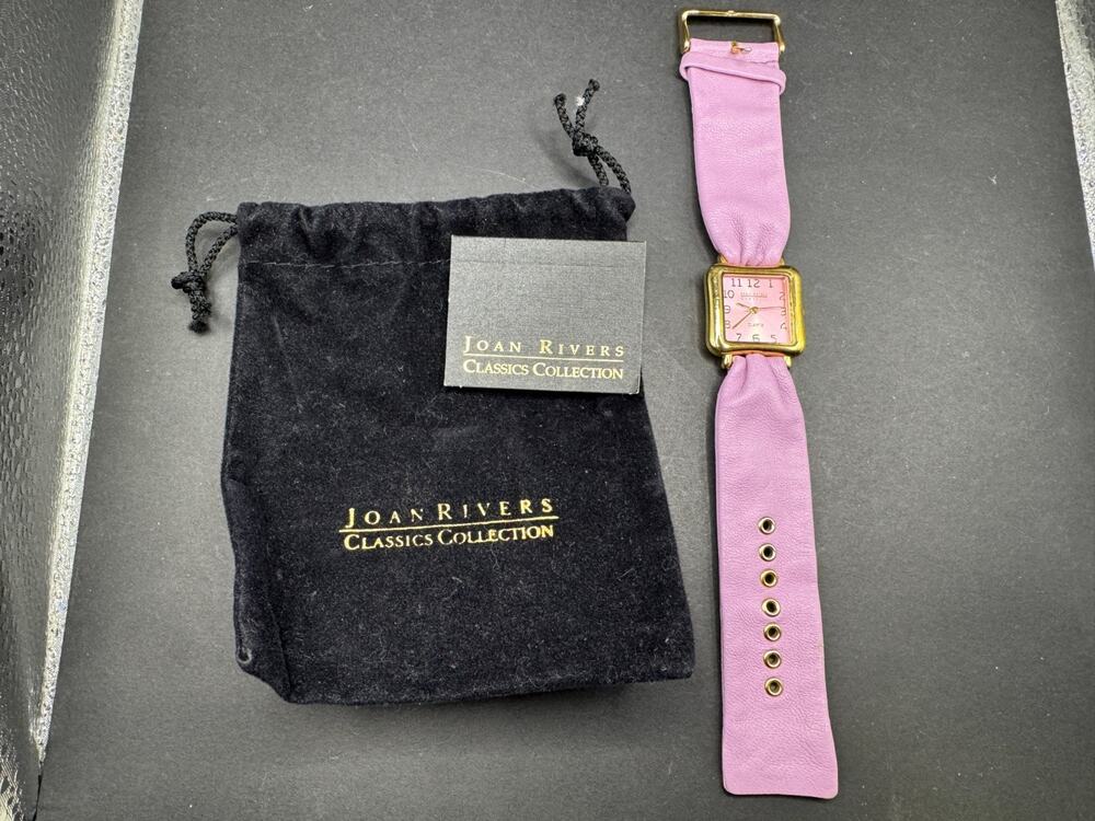 Joan Rivers Classic Collection #377 Pink Leather Band Gold Tone Women's Watch